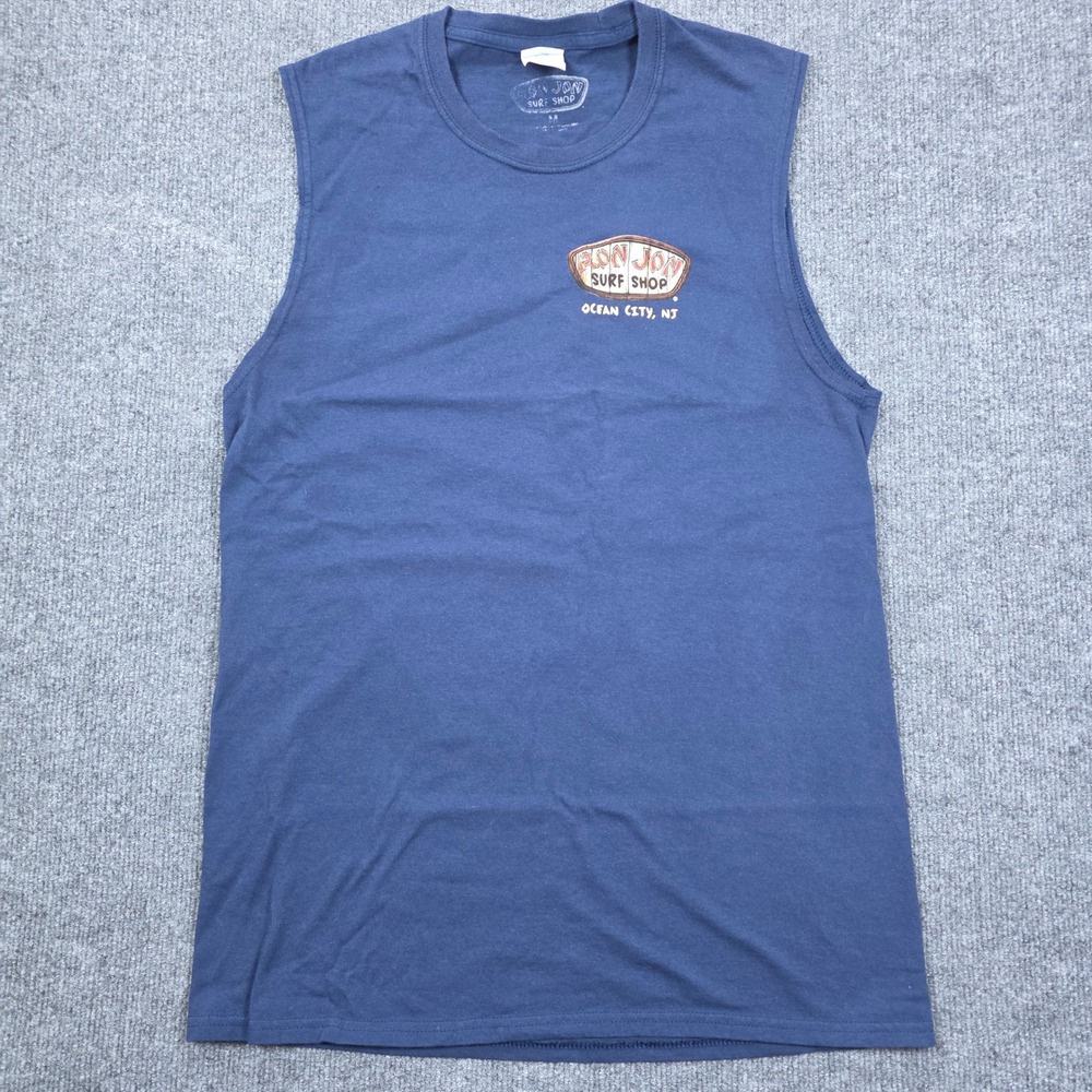 Ron Jon Surf Shop Tank Top Mens M Blue Ocean City NJ Beach Graphic Muscle Tee